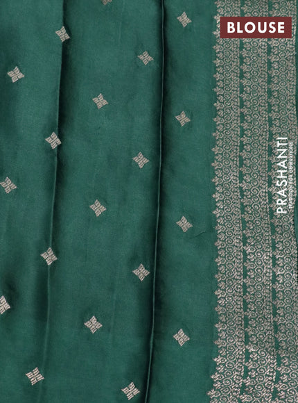 Mushru silk saree green with zari woven buttas and zari woven butta border