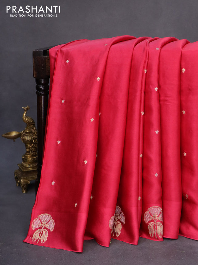 Mushru silk saree pink with zari woven buttas and zari woven butta border