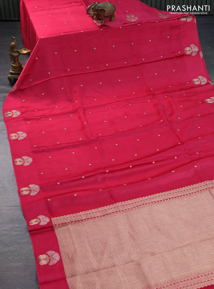 Mushru silk saree pink with zari woven buttas and zari woven butta border