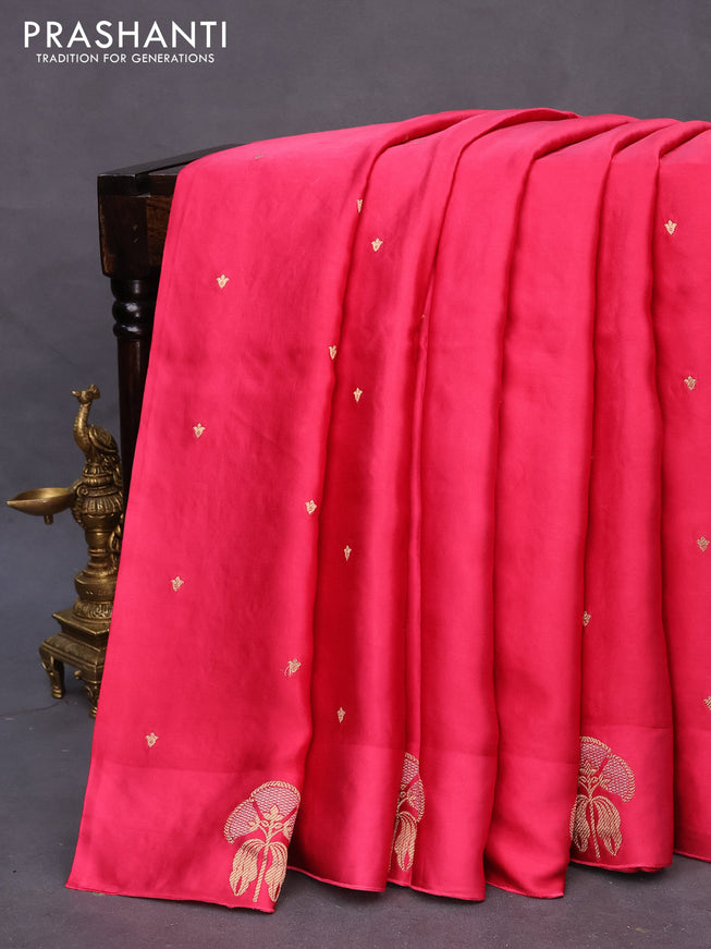 Mushru silk saree pink with zari woven buttas and zari woven butta border