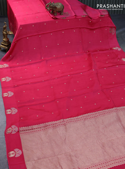 Mushru silk saree pink with zari woven buttas and zari woven butta border