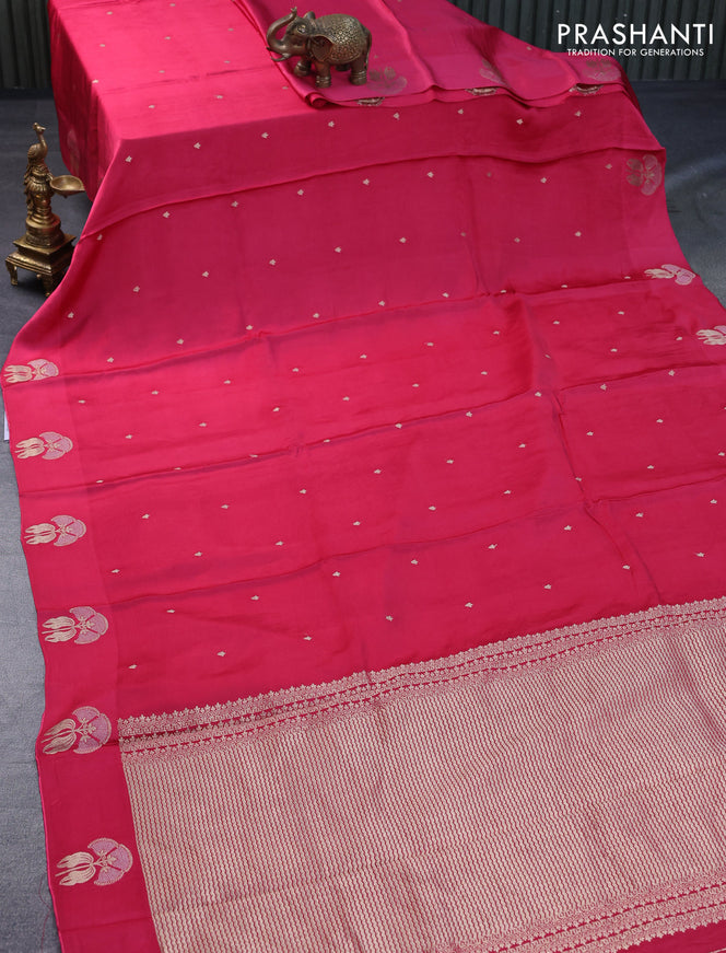 Mushru silk saree pink with zari woven buttas and zari woven butta border