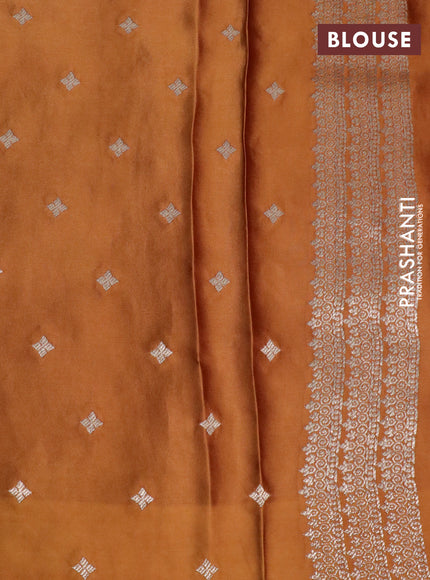 Mushru silk saree mustard shade with zari woven buttas and zari woven butta border