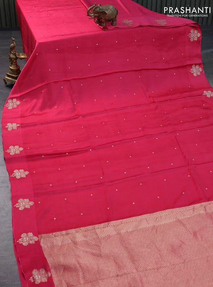 Mushru silk saree pink with zari woven buttas and zari woven butta border