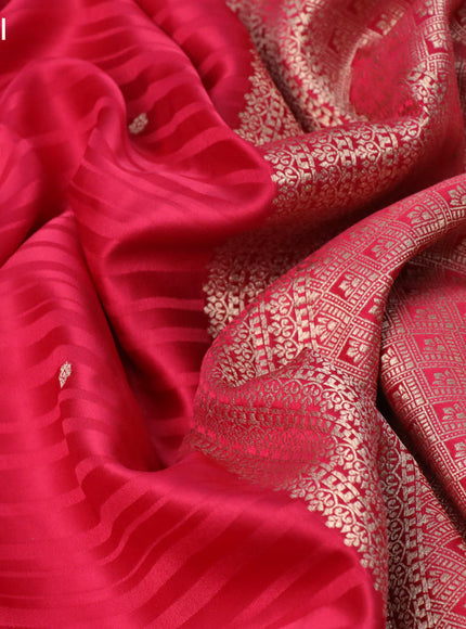 Mushru silk saree pink with allover stripe pattern & zari buttas and zari woven butta border