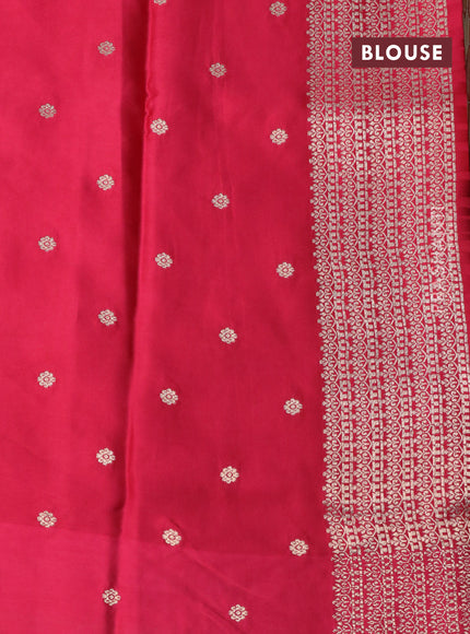 Mushru silk saree pink with allover stripe pattern & zari buttas and zari woven butta border