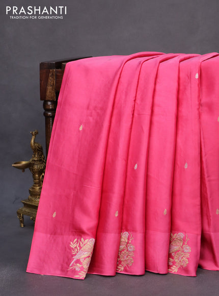 Mushru silk saree pink with zari woven buttas and zari woven butta border