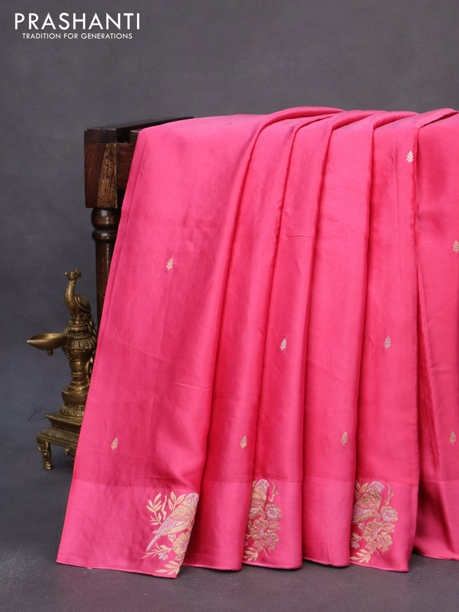 Mushru silk saree pink with zari woven buttas and zari woven butta border