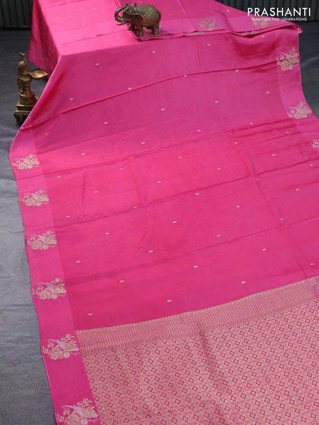 Mushru silk saree pink with zari woven buttas and zari woven butta border