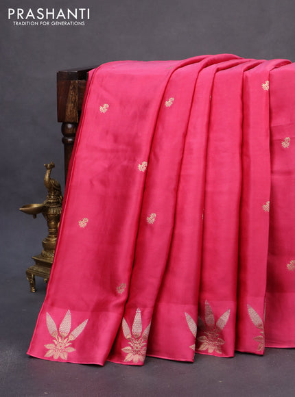 Mushru silk saree pink with zari woven buttas and zari woven butta border