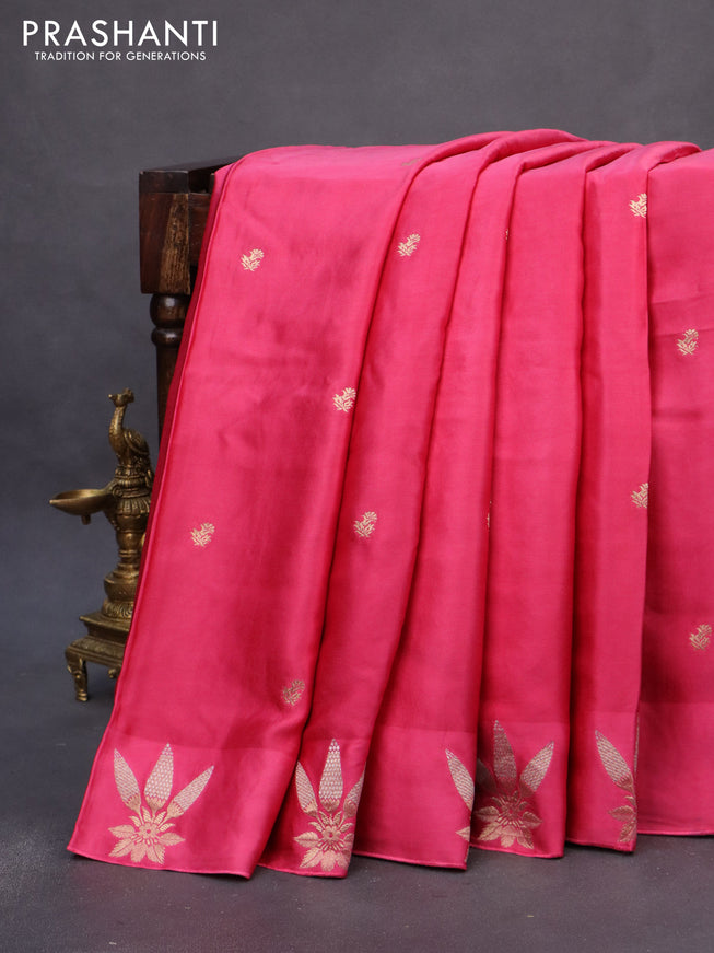 Mushru silk saree pink with zari woven buttas and zari woven butta border