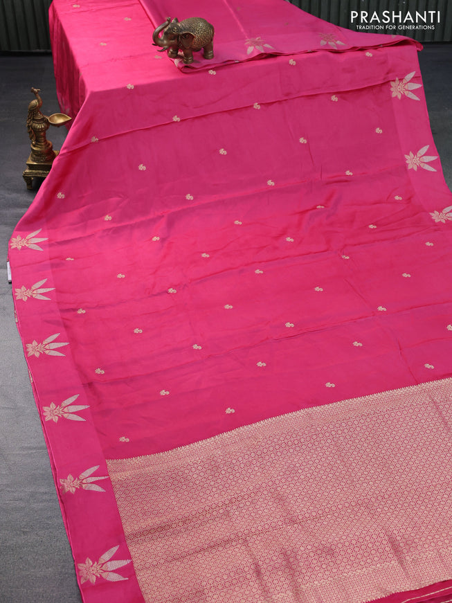 Mushru silk saree pink with zari woven buttas and zari woven butta border