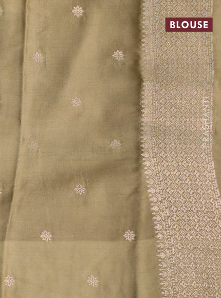 Mushru silk saree elaichi green with zari woven buttas and zari woven butta border