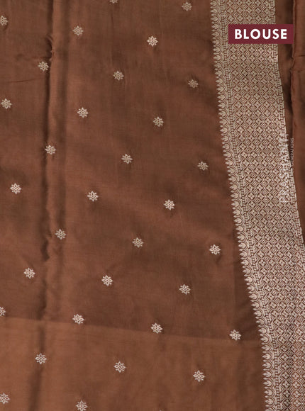 Mushru silk saree brown shade with zari woven buttas and zari woven butta border