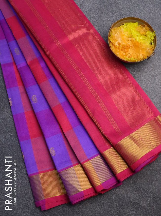 Silk cotton saree multi colour and pink with allover paalum pazhamum checks & paisley buttas and zari woven border