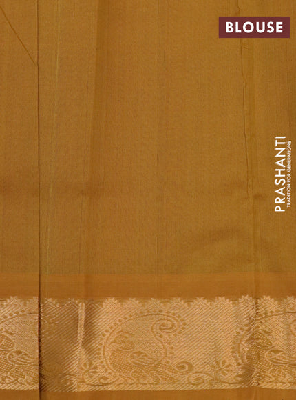 Silk cotton saree pink and dark mustard with annam zari woven buttas and paisley zari woven border