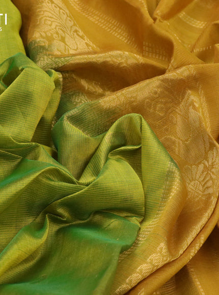 Silk cotton saree lime green and mustard shade with allover vairaosi pattern & buttas and annam zari woven border