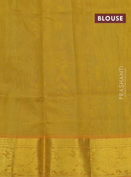 Silk cotton saree lime green and mustard shade with allover vairaosi pattern & buttas and annam zari woven border