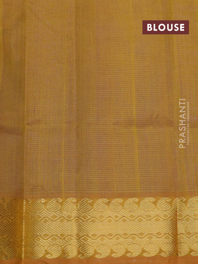 Silk cotton saree blue and mustard yellow with allover vairaosi pattern and zari woven border