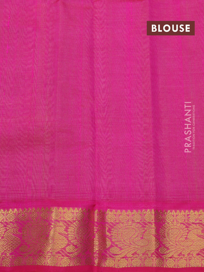 Silk cotton saree sandal and pink with allover vairaosi pattern and annnam zari woven border