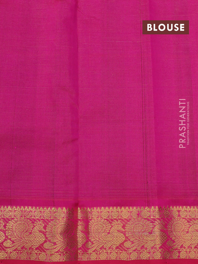 Silk cotton saree deep maroon and pink with allover vairaosi pattern and annnam zari woven border