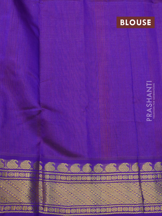 Silk cotton saree orange and blue with allover vairaosi pattern and paisley zari woven border