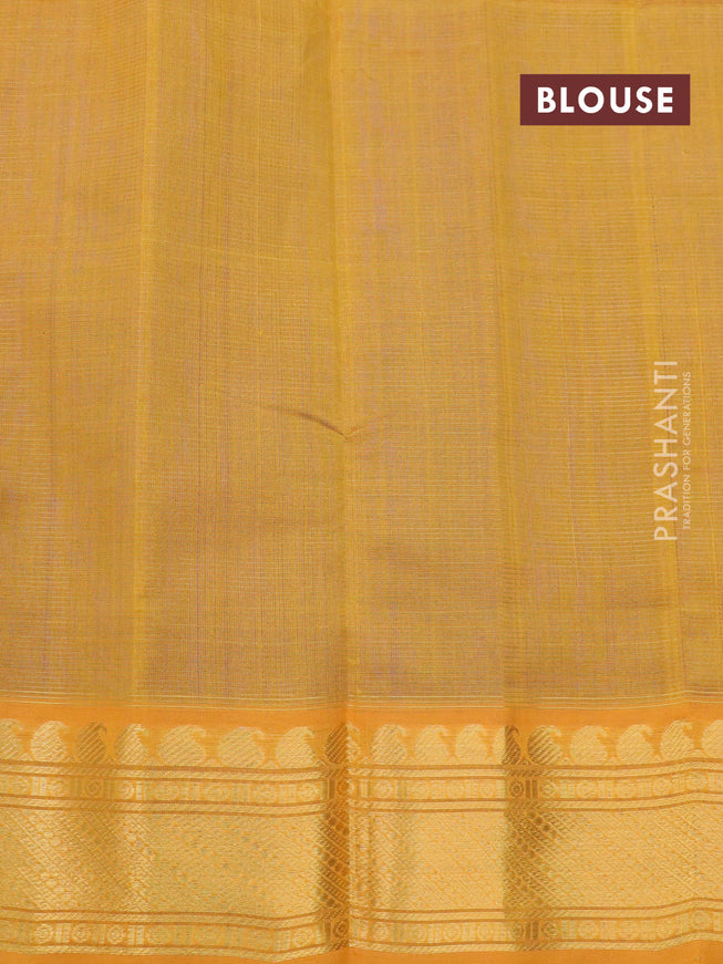 Silk cotton saree blue and mustard yellow with allover vairaosi pattern and paisley zari woven border