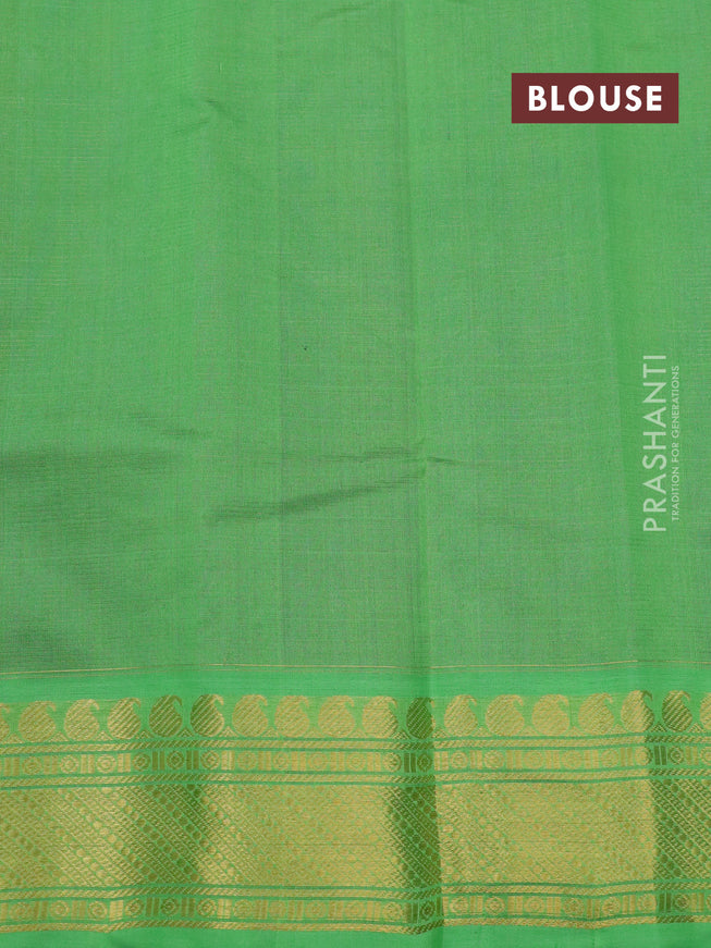 Silk cotton saree blue and light green with allover vairaosi pattern and paisley zari woven border