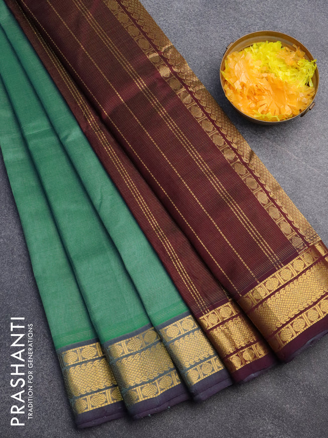 Silk cotton saree teal blue shade and deep wine shade with allover vairaosi pattern and rudhraksha zari woven border