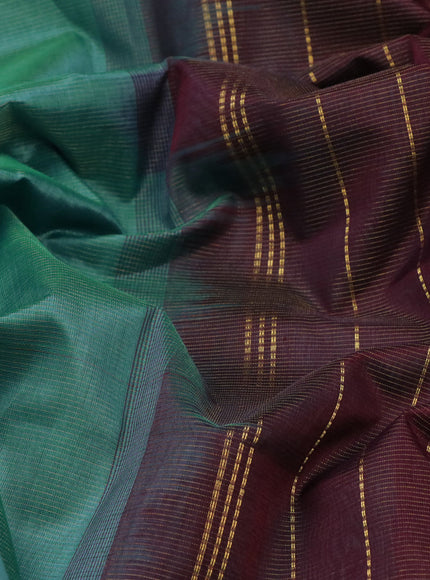 Silk cotton saree teal blue shade and deep wine shade with allover vairaosi pattern and rudhraksha zari woven border