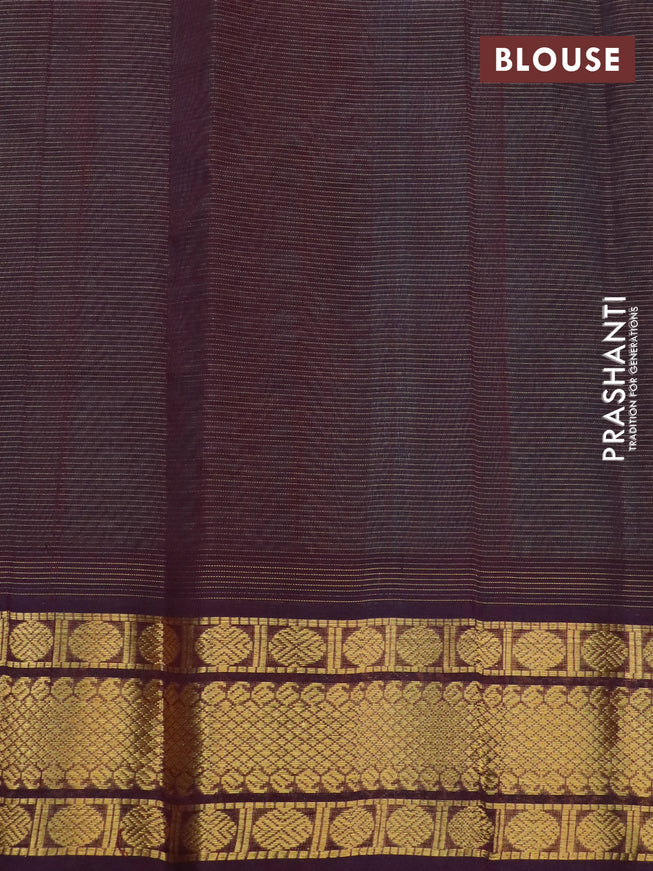 Silk cotton saree teal blue shade and deep wine shade with allover vairaosi pattern and rudhraksha zari woven border