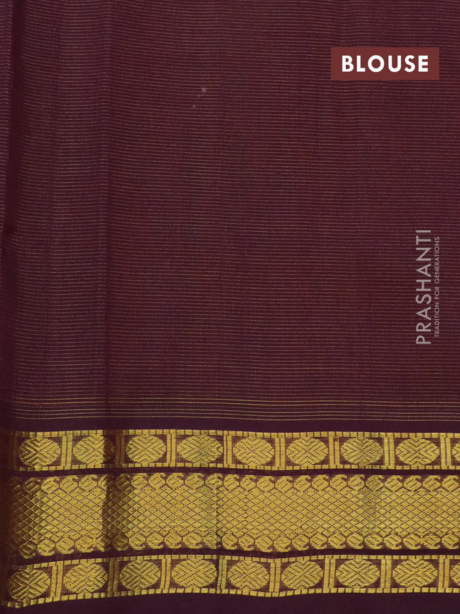 Silk cotton saree orange and coffee brown with allover vairaosi pattern and rudhraksha zari woven border