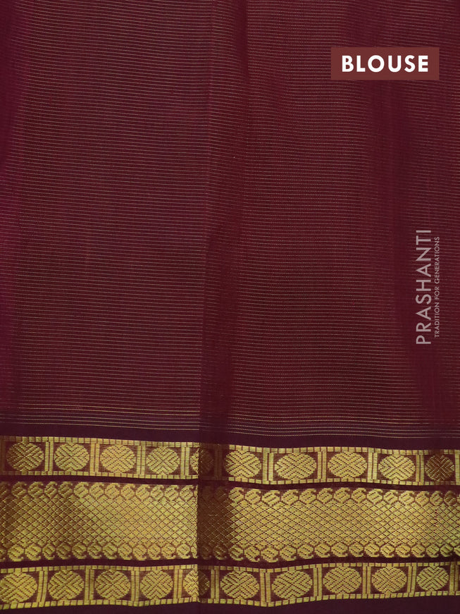 Silk cotton saree pink and deep maroon with allover vairaosi pattern and rudhraksha zari woven border