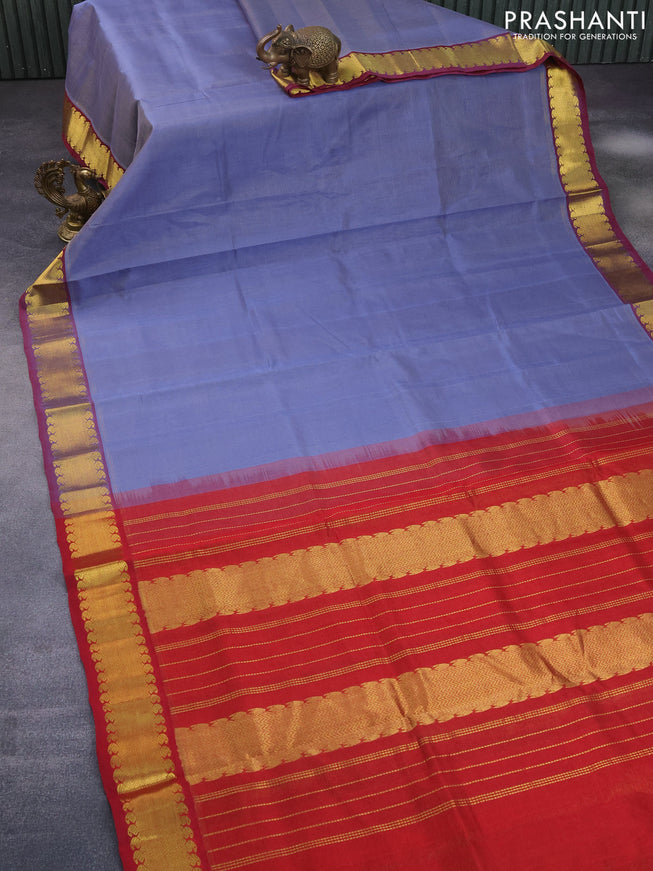 Silk cotton saree grey and maroon with allover vairaosi pattern and zari woven border