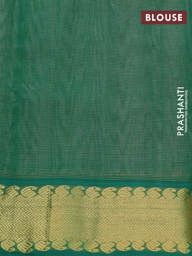 Silk cotton saree pastel grey and green with allover vairaosi pattern and zari woven border