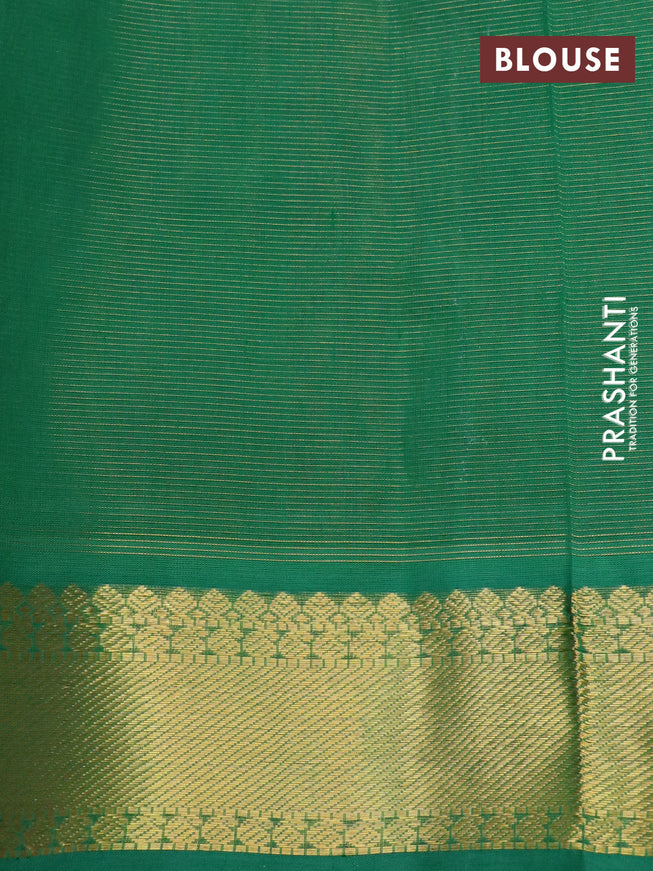 Silk cotton saree pastel grey and green with allover vairaosi pattern and zari woven border