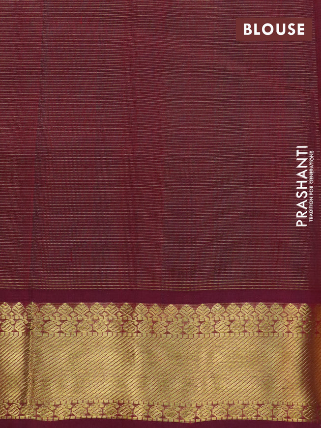 Silk cotton saree teal green and maroon with allover vairaosi pattern and zari woven border