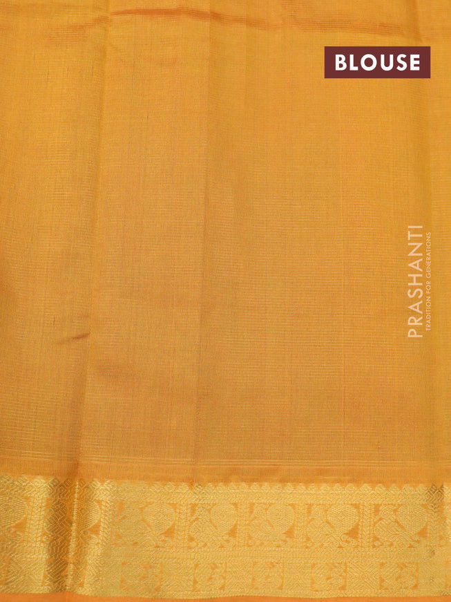 Silk cotton saree dual shade of maroonish green and mustard yellow with allover vairaosi pattern and annam zari wove border