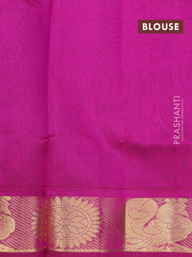 Silk cotton saree light green and pink with allover self emboss jacquard and annam zari wove border