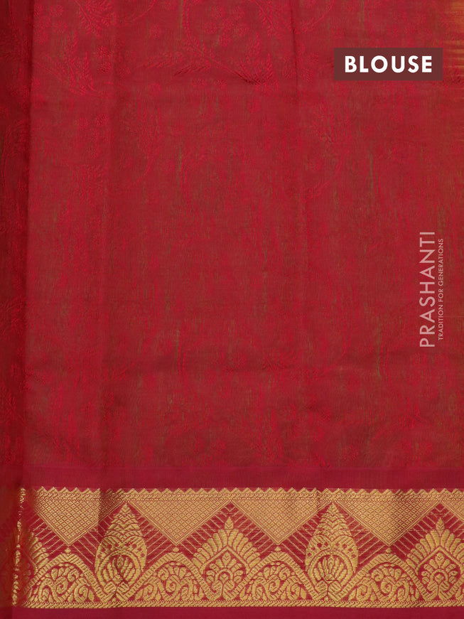 Silk cotton saree light green and maroon with allover self emboss jacquard and zari woven border