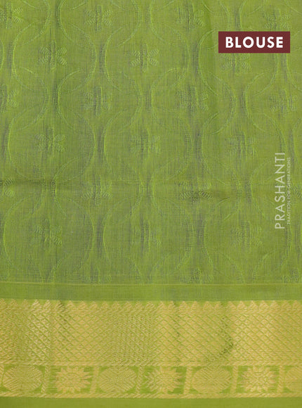 Silk cotton saree blue and light green with allover self emboss jacquard and zari woven border