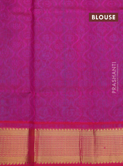 Silk cotton saree light blue and pink with allover self emboss jacquard and zari woven border