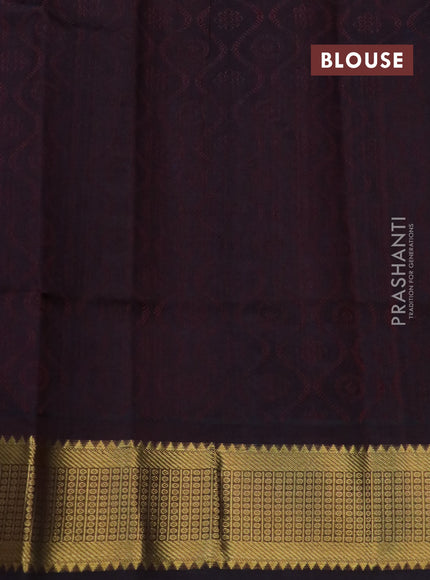 Silk cotton saree light blue and deep coffee brown with allover self emboss jacquard and zari woven border