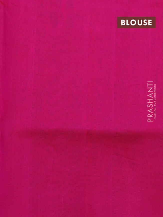 Silk cotton saree light blue shade and pink with zari woven buttas and zari woven temple design border