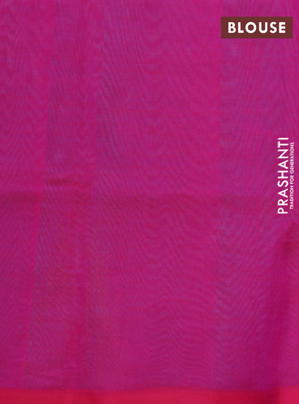 Silk cotton saree blue and pink with zari woven buttas and zari woven temple design border