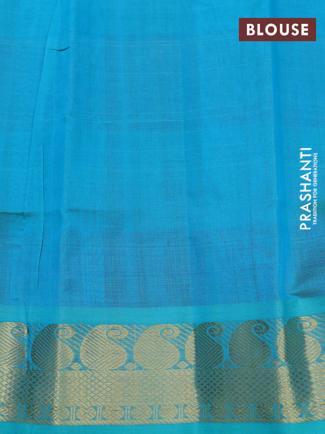 Silk cotton saree maroon and cs blue with allover paalum pazhamum checks & buttas and paisley zari woven border