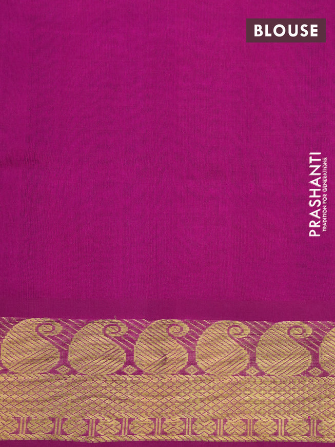 Silk cotton saree multi colour and pink with allover paalum pazhamum checks & buttas and paisley zari woven border