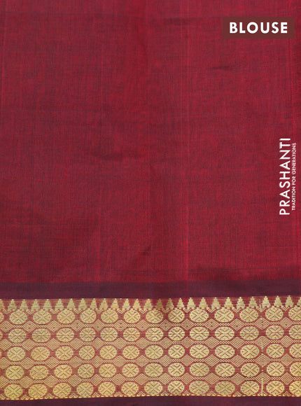 Silk cotton saree light green and maroon with allover paalum pazhamum checks & buttas and zari woven border