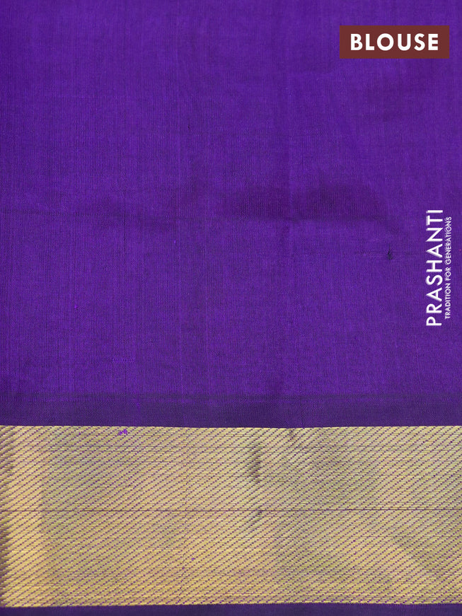 Silk cotton saree pink and violet with allover paalum pazhamum checks & buttas and zari woven border