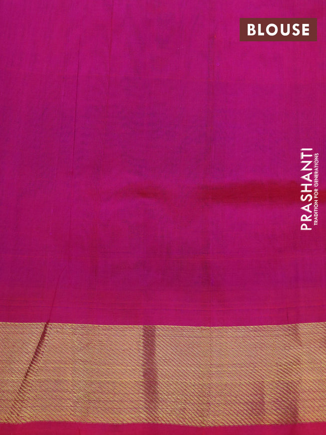 Silk cotton saree multi colour and pink with allover paalum pazhamum checks & buttas and zari woven border